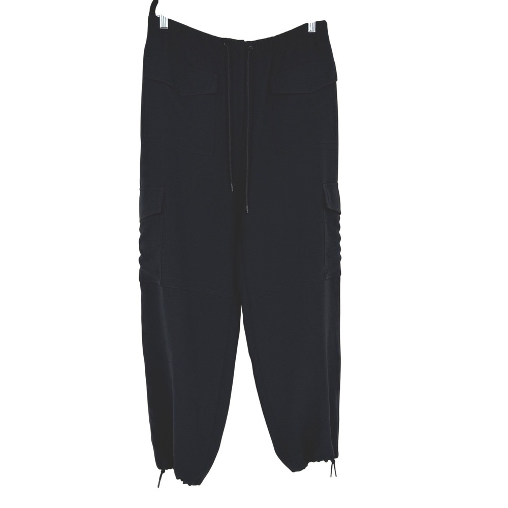 Wilfred Cargo Jogger Pants Womens 12 Black Parachute Utility Drawstring Hem